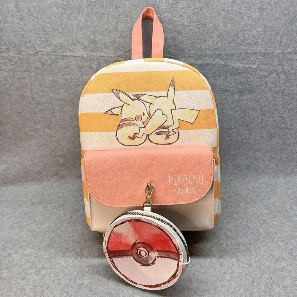 Pokemon Pikachu Mini Backpack Yellow Striped Poke Ball Coin Purse NWT